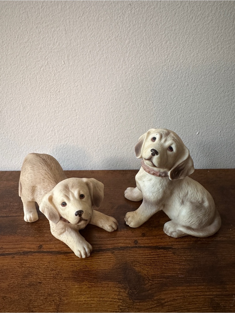 Vintage Homco Yellow Labrador Retriever Puppy Figurines Set of 2